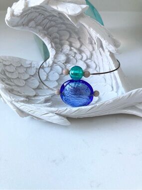 Genuine Rialto 79 Style Murano Glass Aventurine Bangle Bracelet